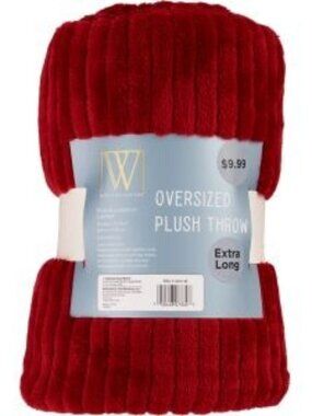Wayland Square Flannel Plush Throw Blanket, Red, 50 X 70 in